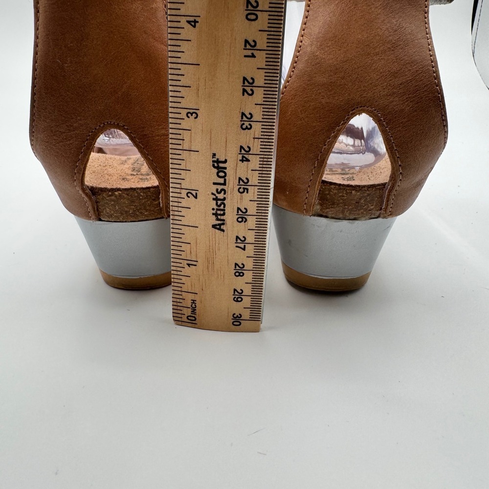 Naot Dot Collection Leather Wedge Sandals Brown Pewter Metallic Ankle Strap 39 - Picture 4 of 5